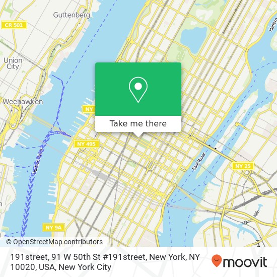 191street, 91 W 50th St #191street, New York, NY 10020, USA map