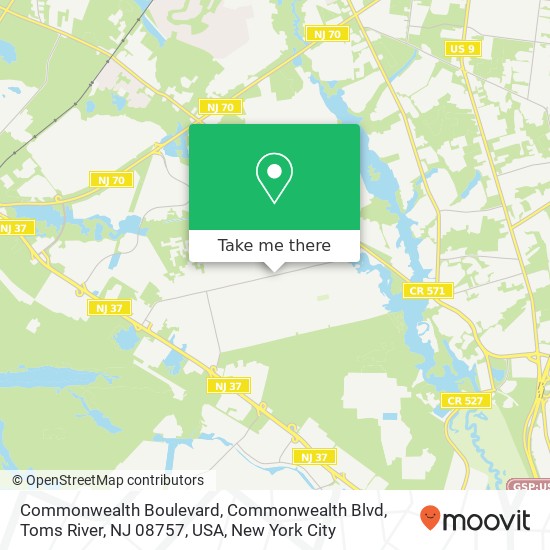 Mapa de Commonwealth Boulevard, Commonwealth Blvd, Toms River, NJ 08757, USA
