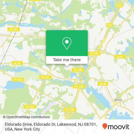 Mapa de Eldorado Drive, Eldorado Dr, Lakewood, NJ 08701, USA