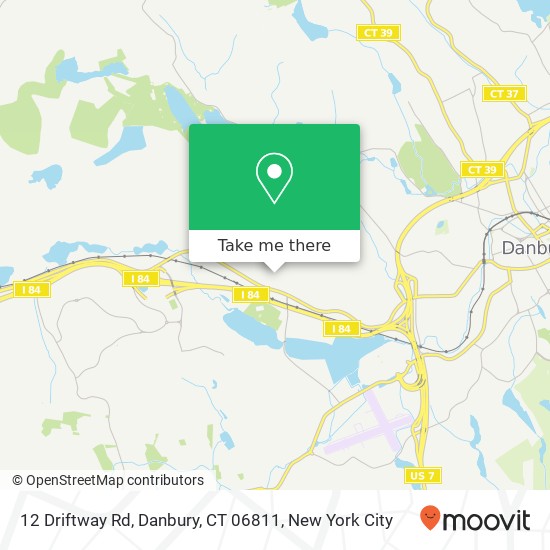 Mapa de 12 Driftway Rd, Danbury, CT 06811