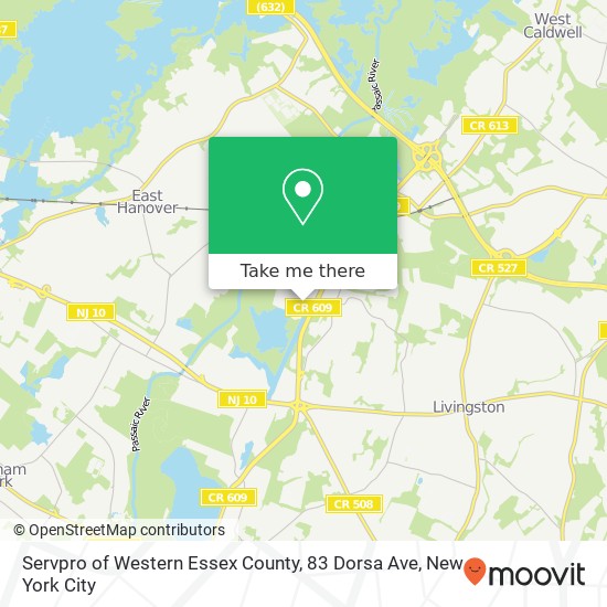 Mapa de Servpro of Western Essex County, 83 Dorsa Ave