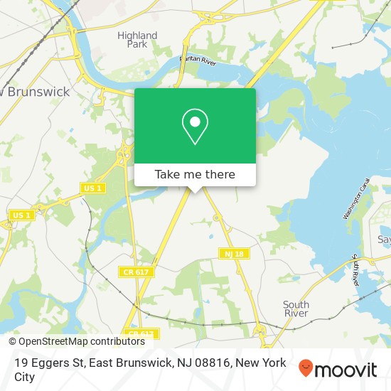 Mapa de 19 Eggers St, East Brunswick, NJ 08816