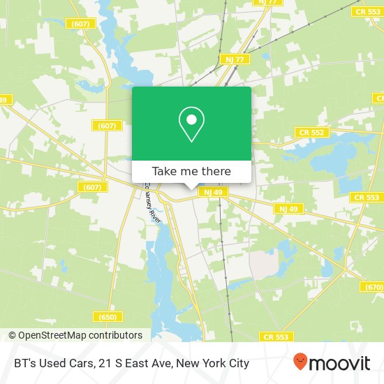 Mapa de BT's Used Cars, 21 S East Ave