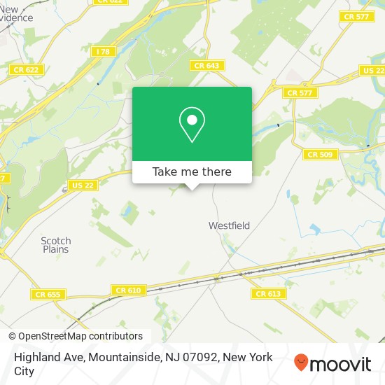 Mapa de Highland Ave, Mountainside, NJ 07092