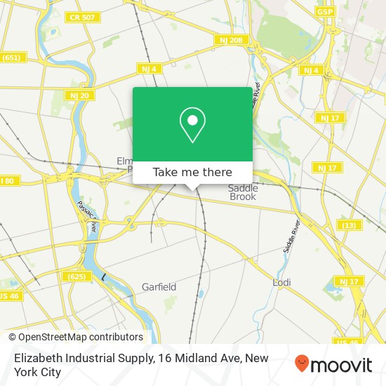 Mapa de Elizabeth Industrial Supply, 16 Midland Ave