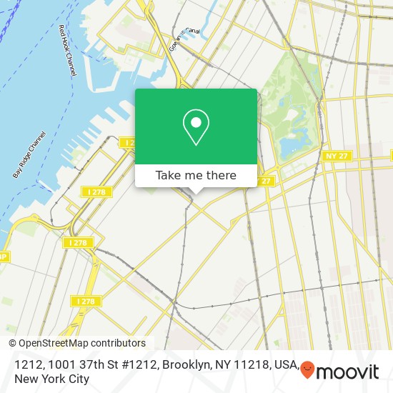 Mapa de 1212, 1001 37th St #1212, Brooklyn, NY 11218, USA