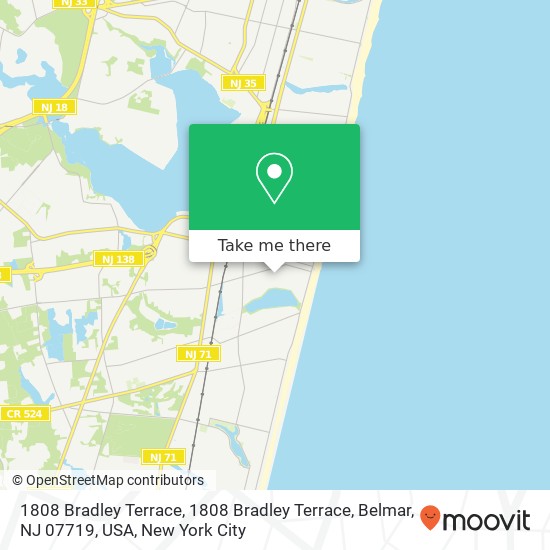 Mapa de 1808 Bradley Terrace, 1808 Bradley Terrace, Belmar, NJ 07719, USA