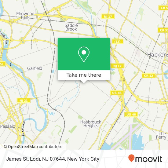 Mapa de James St, Lodi, NJ 07644