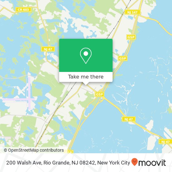 Mapa de 200 Walsh Ave, Rio Grande, NJ 08242