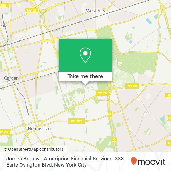 Mapa de James Barlow - Ameriprise Financial Services, 333 Earle Ovington Blvd