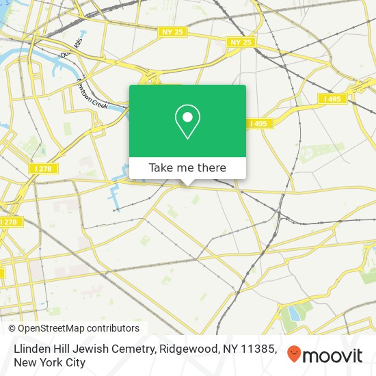 Mapa de Llinden Hill Jewish Cemetry, Ridgewood, NY 11385