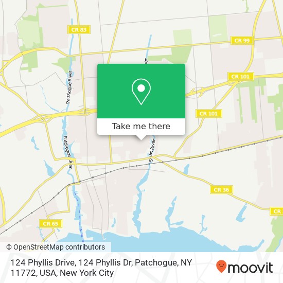 Mapa de 124 Phyllis Drive, 124 Phyllis Dr, Patchogue, NY 11772, USA