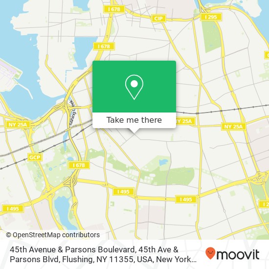 45th Avenue & Parsons Boulevard, 45th Ave & Parsons Blvd, Flushing, NY 11355, USA map
