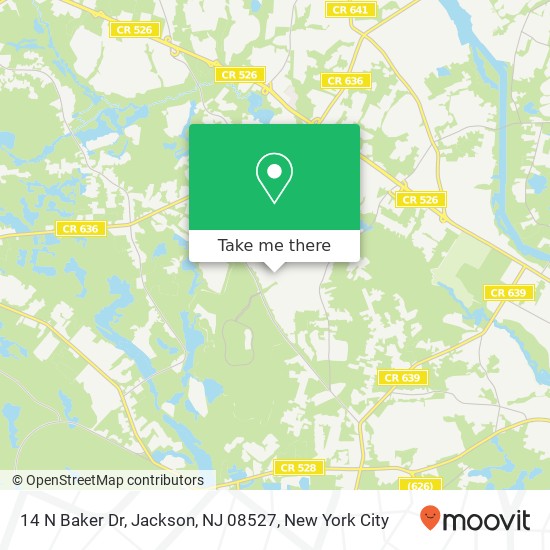 Mapa de 14 N Baker Dr, Jackson, NJ 08527