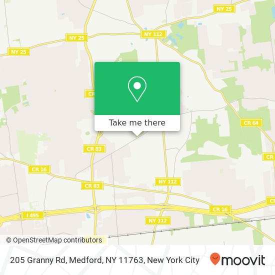 Mapa de 205 Granny Rd, Medford, NY 11763