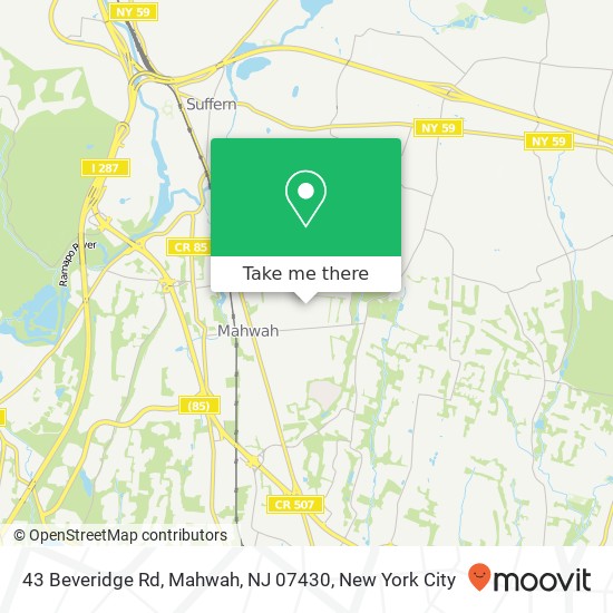 Mapa de 43 Beveridge Rd, Mahwah, NJ 07430