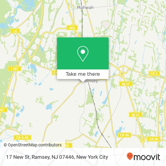 Mapa de 17 New St, Ramsey, NJ 07446