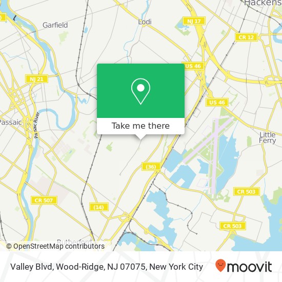 Mapa de Valley Blvd, Wood-Ridge, NJ 07075