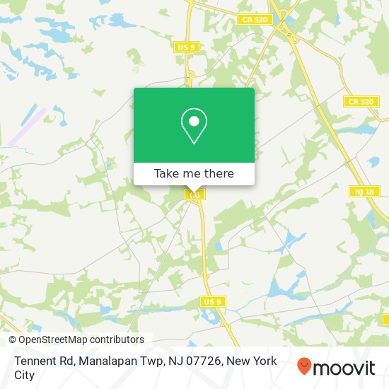 Mapa de Tennent Rd, Manalapan Twp, NJ 07726