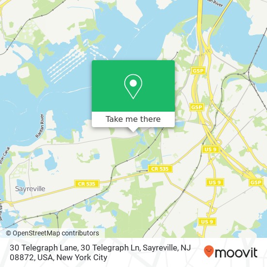 Mapa de 30 Telegraph Lane, 30 Telegraph Ln, Sayreville, NJ 08872, USA
