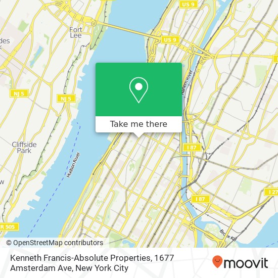 Kenneth Francis-Absolute Properties, 1677 Amsterdam Ave map