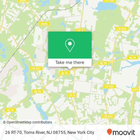 Mapa de 26 RT-70, Toms River, NJ 08755
