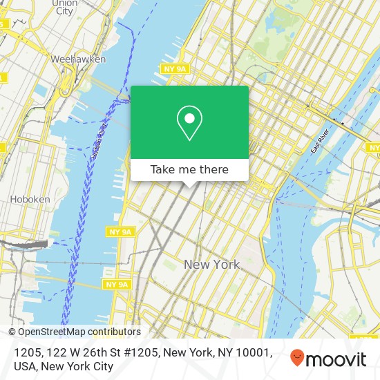 1205, 122 W 26th St #1205, New York, NY 10001, USA map