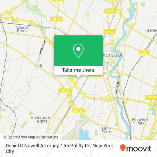 Daniel C Nowell Attorney, 155 Polifly Rd map