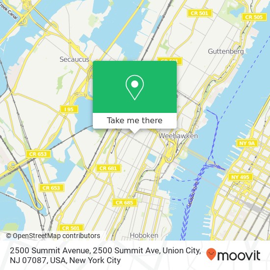 Mapa de 2500 Summit Avenue, 2500 Summit Ave, Union City, NJ 07087, USA