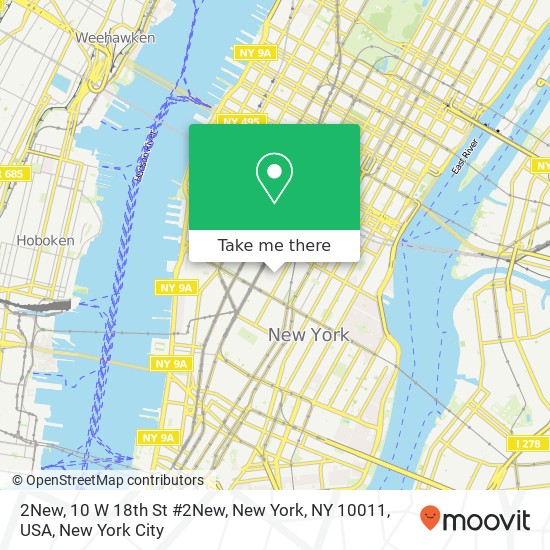 Mapa de 2New, 10 W 18th St #2New, New York, NY 10011, USA
