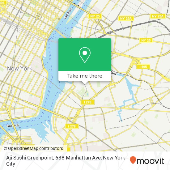 Mapa de Aji Sushi Greenpoint, 638 Manhattan Ave