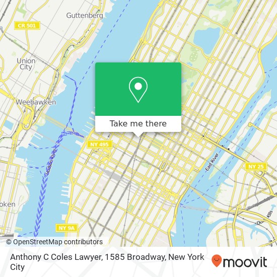 Anthony C Coles Lawyer, 1585 Broadway map