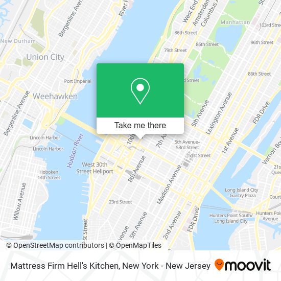 Mattress Firm Hell's Kitchen map