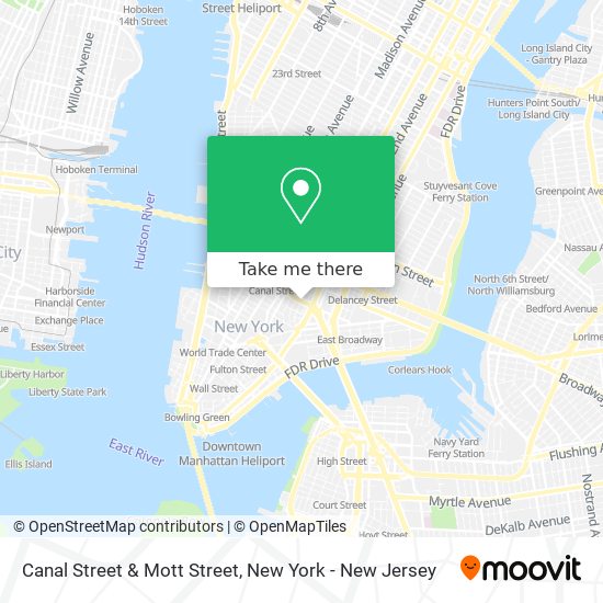 Canal Street & Mott Street map