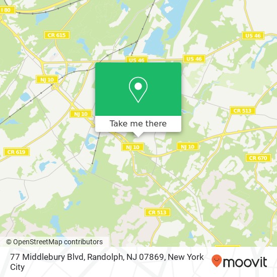 Mapa de 77 Middlebury Blvd, Randolph, NJ 07869