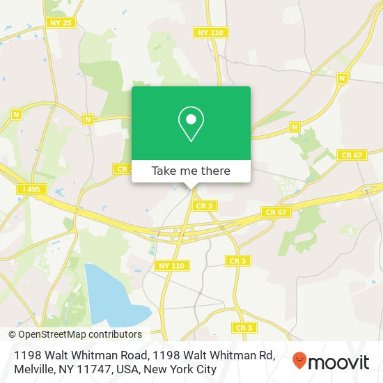 1198 Walt Whitman Road, 1198 Walt Whitman Rd, Melville, NY 11747, USA map