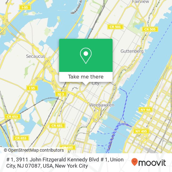 Mapa de # 1, 3911 John Fitzgerald Kennedy Blvd # 1, Union City, NJ 07087, USA