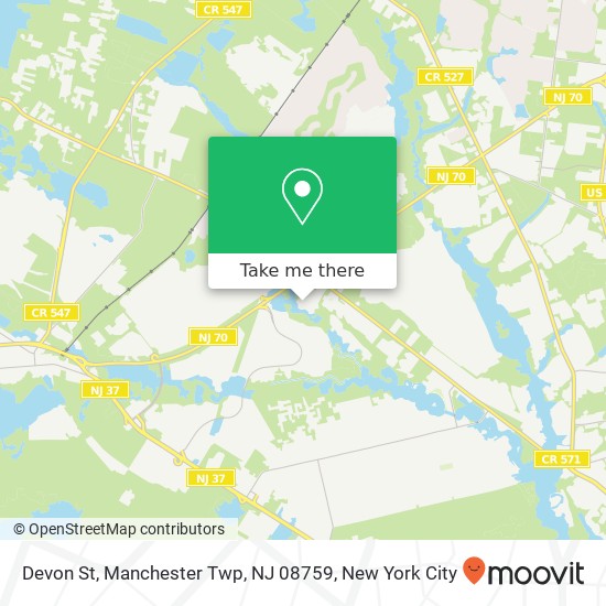 Mapa de Devon St, Manchester Twp, NJ 08759