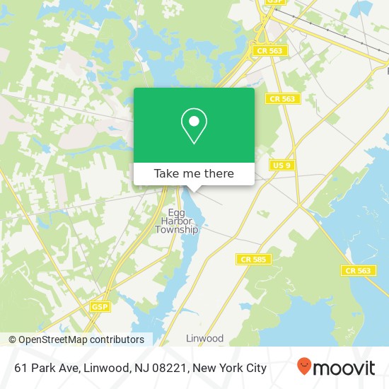 Mapa de 61 Park Ave, Linwood, NJ 08221
