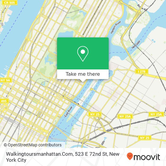 Mapa de Walkingtoursmanhattan.Com, 523 E 72nd St