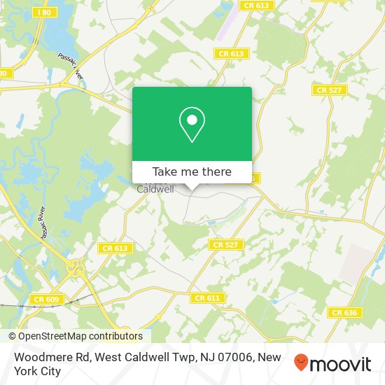 Mapa de Woodmere Rd, West Caldwell Twp, NJ 07006