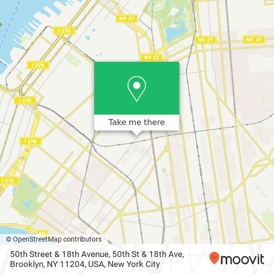 Mapa de 50th Street & 18th Avenue, 50th St & 18th Ave, Brooklyn, NY 11204, USA
