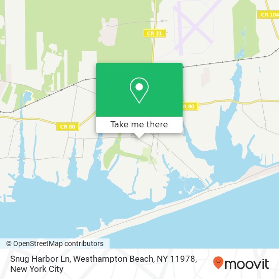 Mapa de Snug Harbor Ln, Westhampton Beach, NY 11978