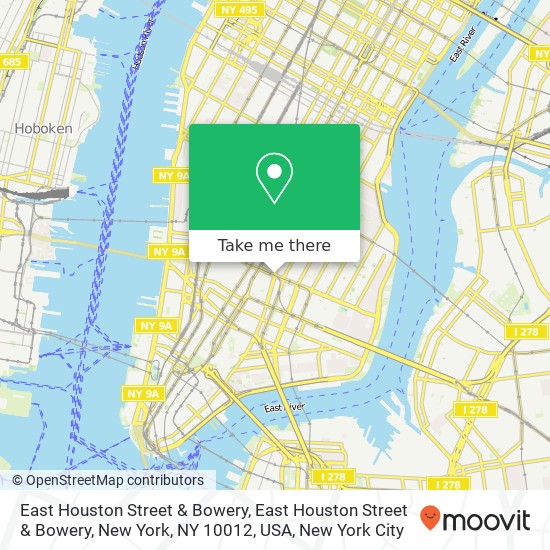 Mapa de East Houston Street & Bowery, East Houston Street & Bowery, New York, NY 10012, USA