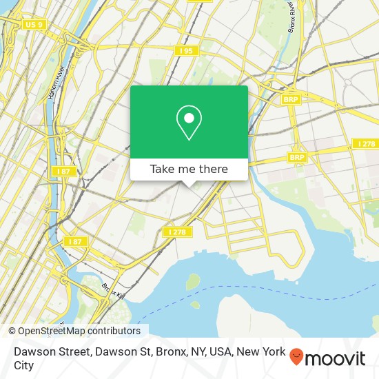 Mapa de Dawson Street, Dawson St, Bronx, NY, USA