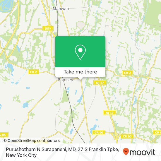 Mapa de Purushotham N Surapaneni, MD, 27 S Franklin Tpke