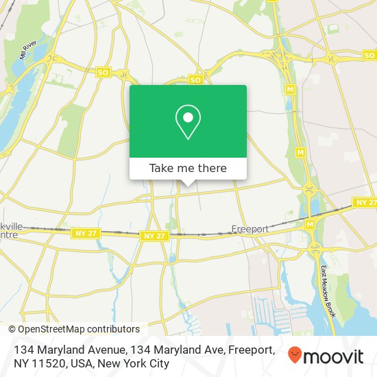 Mapa de 134 Maryland Avenue, 134 Maryland Ave, Freeport, NY 11520, USA