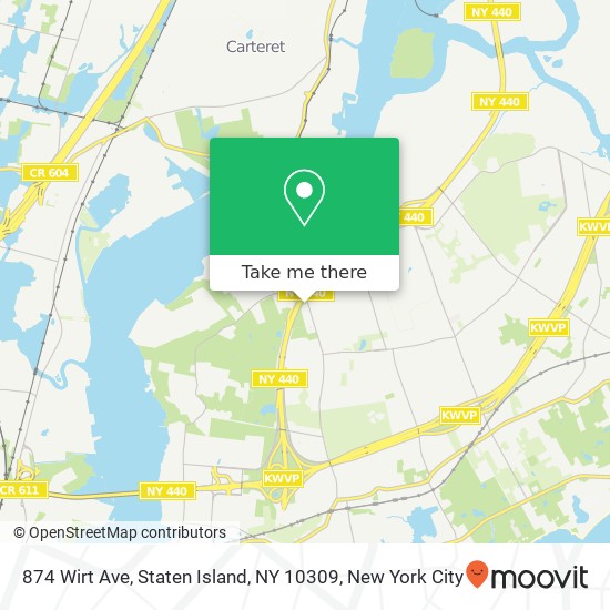 Mapa de 874 Wirt Ave, Staten Island, NY 10309