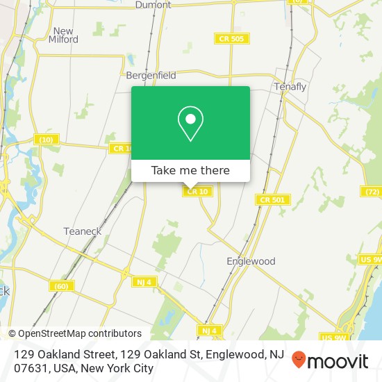 129 Oakland Street, 129 Oakland St, Englewood, NJ 07631, USA map