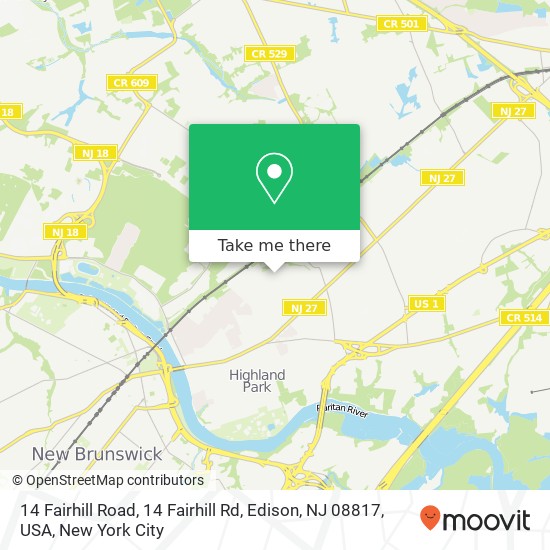 14 Fairhill Road, 14 Fairhill Rd, Edison, NJ 08817, USA map